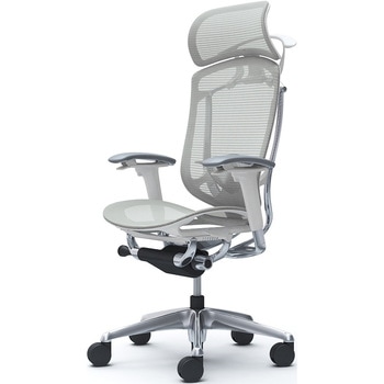 コンテッサセコンダ、可動肘、固定ヘッド、座メッシュ、ハンガー付、ランバー付、ホワイトB、ポリッシュ、脚ポリッシュ、ウレタン - オカムラ(岡村製作所)