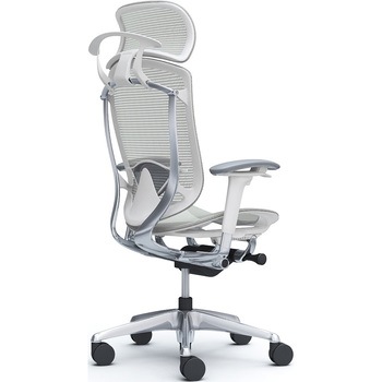 コンテッサセコンダ、可動肘、固定ヘッド、座メッシュ、ハンガー付、ランバー付、ホワイトB、ポリッシュ、脚ポリッシュ、ウレタン - オカムラ(岡村製作所)