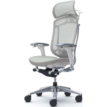 コンテッサセコンダ、可動肘、固定ヘッド、座クッション、ハンガー付、ランバー付、ホワイトB、ポリッシュ、脚ポリッシュ、ウレタン - オカムラ(岡村製作所)