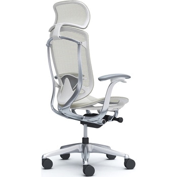 コンテッサセコンダ、固定肘、固定ヘッド、座メッシュ、ハンガー無、ランバー付、ホワイトB、ポリッシュ、脚ポリッシュ、ウレタン オカムラ(岡村製作所)