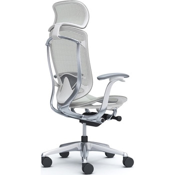 コンテッサセコンダ、固定肘、固定ヘッド、座メッシュ、ハンガー無、ランバー付、ホワイトB、ポリッシュ、脚ポリッシュ、ウレタン オカムラ(岡村製作所)