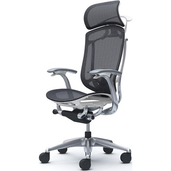 コンテッサセコンダ，固定肘，座メッシュ，大型ヘッド5本脚，ポリッシュ，ホワイト，ランバー付ハンガー付 オカムラ(岡村製作所)