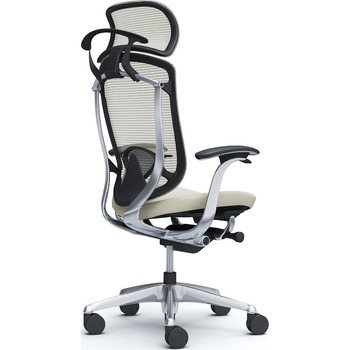 コンテッサセコンダ，固定肘，座クッション，大型ヘッド5本脚，ポリッシュ，ブラック，ランバー付ハンガー付 オカムラ(岡村製作所)