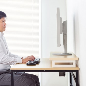 机上ラック eシリーズ 薄い木目×ホワイト角脚 サンワサプライ