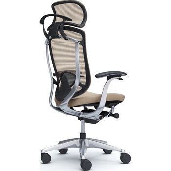 コンテッサセコンダ，固定肘，座クッション，大型ヘッド5本脚，ポリッシュ，ブラック，ランバー付ハンガー付 オカムラ(岡村製作所)