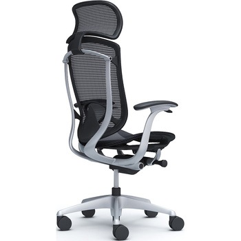 コンテッサセコンダ、固定肘、固定ヘッド、座メッシュ、ハンガー無、ランバー付、ブラックB、シルバー、脚シルバー、ウレタン オカムラ(岡村製作所)