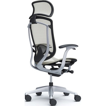 コンテッサセコンダ、固定肘、固定ヘッド、座メッシュ、ハンガー無、ランバー付、ブラックB、シルバー、脚シルバー、ウレタン オカムラ(岡村製作所)