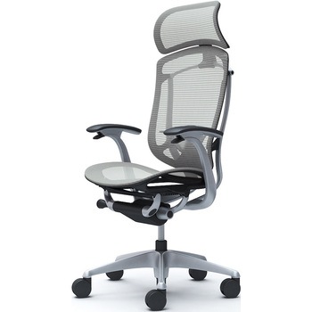 コンテッサセコンダ、固定肘、固定ヘッド、座メッシュ、ハンガー無、ランバー付、ブラックB、シルバー、脚シルバー、ウレタン オカムラ(岡村製作所)