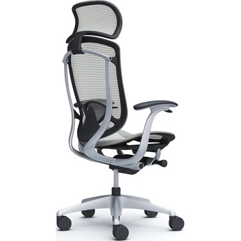 コンテッサセコンダ、固定肘、固定ヘッド、座メッシュ、ハンガー無、ランバー付、ブラックB、シルバー、脚シルバー、ウレタン オカムラ(岡村製作所)