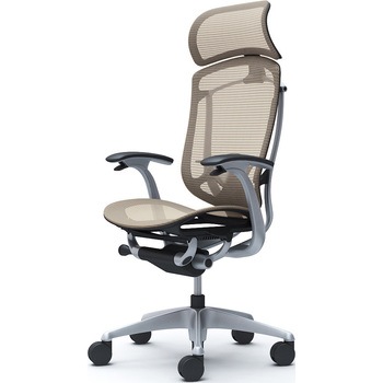 コンテッサセコンダ、固定肘、固定ヘッド、座メッシュ、ハンガー無、ランバー付、ブラックB、シルバー、脚シルバー、ウレタン オカムラ(岡村製作所)