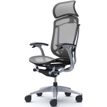 コンテッサセコンダ、固定肘、固定ヘッド、座メッシュ、ハンガー無、ランバー付、ブラックB、シルバー、脚シルバー、ウレタン オカムラ(岡村製作所)