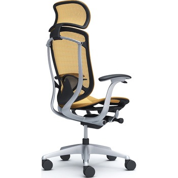コンテッサセコンダ、固定肘、固定ヘッド、座メッシュ、ハンガー無、ランバー付、ブラックB、シルバー、脚シルバー、ウレタン オカムラ(岡村製作所)