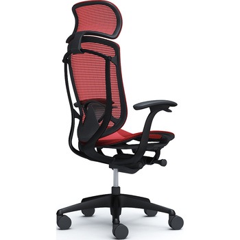 コンテッサセコンダ、固定肘、固定ヘッド、座メッシュ、ハンガー無、ランバー付、ブラックB、ブラック、脚ブラック、ウレタン オカムラ(岡村製作所)
