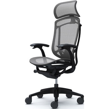 コンテッサセコンダ、固定肘、固定ヘッド、座メッシュ、ハンガー無、ランバー付、ブラックB、ブラック、脚ブラック、ウレタン オカムラ(岡村製作所)
