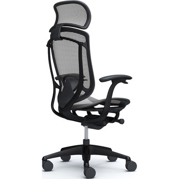 コンテッサセコンダ、固定肘、固定ヘッド、座メッシュ、ハンガー無、ランバー付、ブラックB、ブラック、脚ブラック、ウレタン オカムラ(岡村製作所)