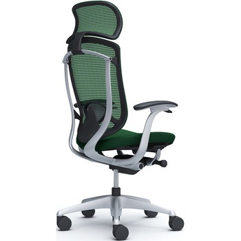 コンテッサセコンダ、固定肘、固定ヘッド、座クッション、ハンガー無、ランバー付、ブラックB、シルバー、脚シルバー、ウレタン オカムラ(岡村製作所)
