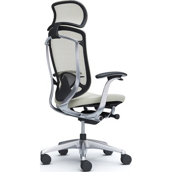 コンテッサセコンダ，固定肘，座革，大型ヘッド5本脚，ポリッシュ，ブラック，ランバー付ハンガー無 - オカムラ(岡村製作所)