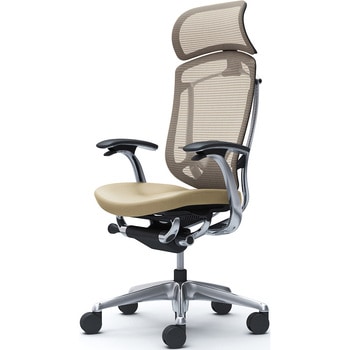 コンテッサセコンダ，固定肘，座革，大型ヘッド5本脚，ポリッシュ，ブラック，ランバー付ハンガー無 - オカムラ(岡村製作所)