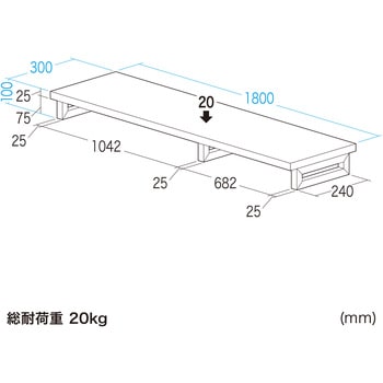 机上ラック eシリーズ 薄い木目×ホワイト角脚 サンワサプライ