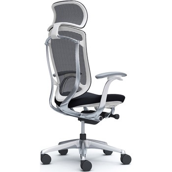 コンテッサセコンダ，固定肘，座クッション，大型ヘッド5本脚，ポリッシュ，ホワイト，ランバー無ハンガー無 オカムラ(岡村製作所)