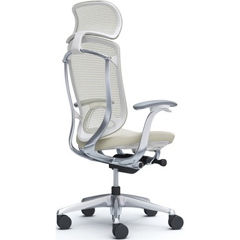 コンテッサセコンダ，固定肘，座クッション，大型ヘッド5本脚，ポリッシュ，ホワイト，ランバー無ハンガー無 オカムラ(岡村製作所)