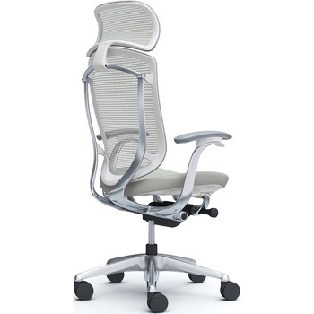 コンテッサセコンダ，固定肘，座クッション，大型ヘッド5本脚，ポリッシュ，ホワイト，ランバー無ハンガー無 オカムラ(岡村製作所)