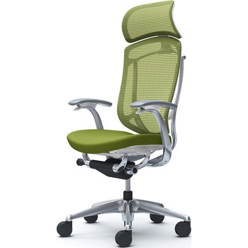 コンテッサセコンダ，固定肘，座クッション，大型ヘッド5本脚，ポリッシュ，ホワイト，ランバー無ハンガー無 オカムラ(岡村製作所)