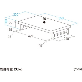 机上ラック eシリーズ ホワイト×ホワイト角脚 サンワサプライ