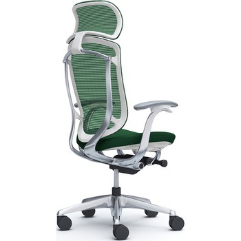 コンテッサセコンダ，固定肘，座クッション，大型ヘッド5本脚，ポリッシュ，ホワイト，ランバー無ハンガー無 オカムラ(岡村製作所)