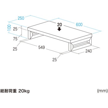 机上ラック eシリーズ 薄い木目×ホワイト角脚 サンワサプライ