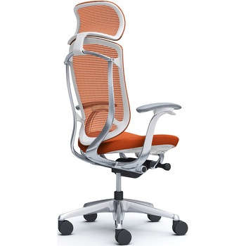 コンテッサセコンダ，固定肘，座クッション，大型ヘッド5本脚，ポリッシュ，ホワイト，ランバー無ハンガー無 オカムラ(岡村製作所)