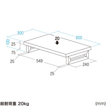 机上ラック eシリーズ 薄い木目×ホワイト角脚 サンワサプライ
