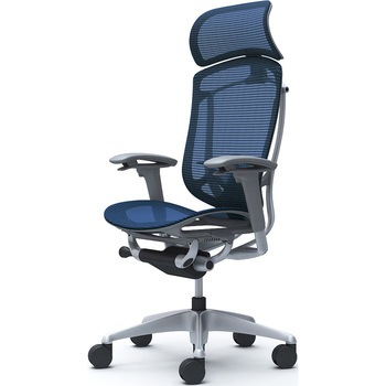 コンテッサセコンダ、可動肘、固定ヘッド、座メッシュ、ハンガー無、ランバー付、グレーB、シルバー、脚シルバー、ウレタン オカムラ(岡村製作所)