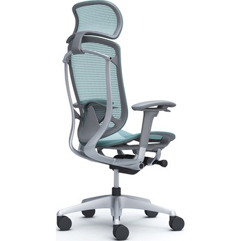 コンテッサセコンダ、可動肘、固定ヘッド、座メッシュ、ハンガー無、ランバー付、グレーB、シルバー、脚シルバー、ウレタン オカムラ(岡村製作所)