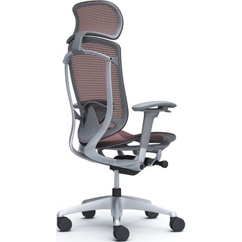 コンテッサセコンダ、可動肘、固定ヘッド、座メッシュ、ハンガー無、ランバー付、グレーB、シルバー、脚シルバー、ウレタン オカムラ(岡村製作所)