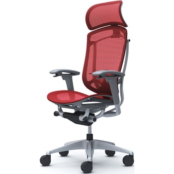 コンテッサセコンダ、可動肘、固定ヘッド、座メッシュ、ハンガー無、ランバー付、グレーB、シルバー、脚シルバー、ウレタン オカムラ(岡村製作所)