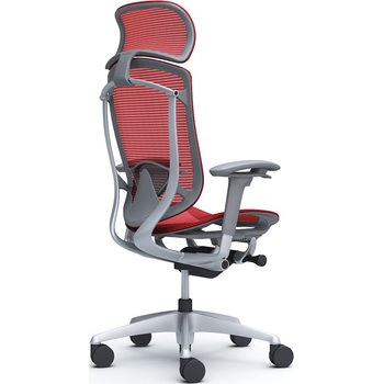 コンテッサセコンダ、可動肘、固定ヘッド、座メッシュ、ハンガー無、ランバー付、グレーB、シルバー、脚シルバー、ウレタン オカムラ(岡村製作所)