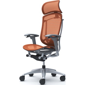 コンテッサセコンダ、可動肘、固定ヘッド、座メッシュ、ハンガー無、ランバー付、グレーB、シルバー、脚シルバー、ウレタン オカムラ(岡村製作所)