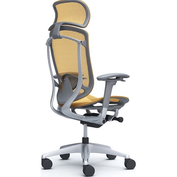 コンテッサセコンダ、可動肘、固定ヘッド、座メッシュ、ハンガー無、ランバー付、グレーB、シルバー、脚シルバー、ウレタン オカムラ(岡村製作所)