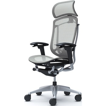 コンテッサセコンダ、可動肘、固定ヘッド、座メッシュ、ハンガー無、ランバー付、ブラックB、シルバー、脚シルバー、ウレタン オカムラ(岡村製作所)