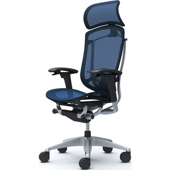 コンテッサセコンダ、可動肘、固定ヘッド、座メッシュ、ハンガー無、ランバー付、ブラックB、シルバー、脚シルバー、ウレタン オカムラ(岡村製作所)