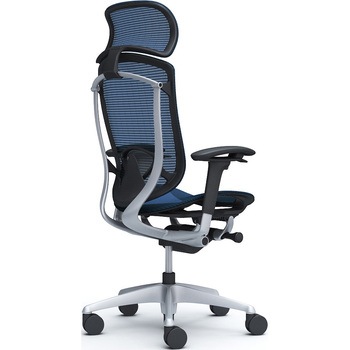 コンテッサセコンダ、可動肘、固定ヘッド、座メッシュ、ハンガー無、ランバー付、ブラックB、シルバー、脚シルバー、ウレタン オカムラ(岡村製作所)