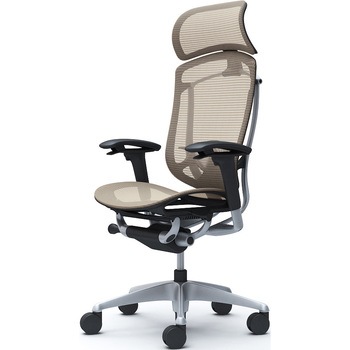 コンテッサセコンダ、可動肘、固定ヘッド、座メッシュ、ハンガー無、ランバー付、ブラックB、シルバー、脚シルバー、ウレタン オカムラ(岡村製作所)