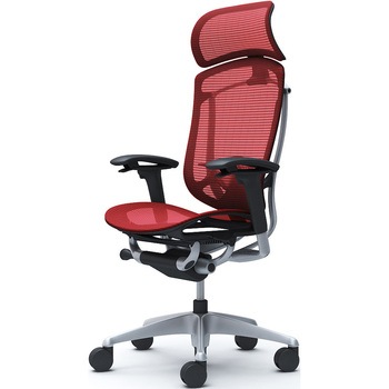 コンテッサセコンダ、可動肘、固定ヘッド、座メッシュ、ハンガー無、ランバー付、ブラックB、シルバー、脚シルバー、ウレタン オカムラ(岡村製作所)