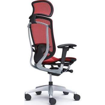 コンテッサセコンダ、可動肘、固定ヘッド、座メッシュ、ハンガー無、ランバー付、ブラックB、シルバー、脚シルバー、ウレタン オカムラ(岡村製作所)