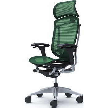 コンテッサセコンダ、可動肘、固定ヘッド、座メッシュ、ハンガー無、ランバー付、ブラックB、シルバー、脚シルバー、ウレタン オカムラ(岡村製作所)