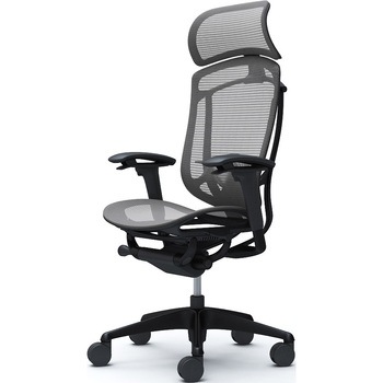 コンテッサセコンダ、可動肘、固定ヘッド、座メッシュ、ハンガー無、ランバー付、ブラックB、ブラック、脚ブラック、ウレタン オカムラ(岡村製作所)