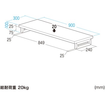 机上ラック eシリーズ 薄い木目×ホワイト角脚 サンワサプライ