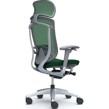 コンテッサセコンダ、可動肘、固定ヘッド、座クッション、ハンガー無、ランバー付、グレーB、シルバー、脚シルバー、ウレタン オカムラ(岡村製作所)