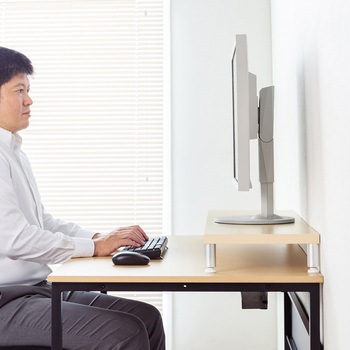 机上ラック eシリーズ 薄い木目×ホワイト丸脚 サンワサプライ